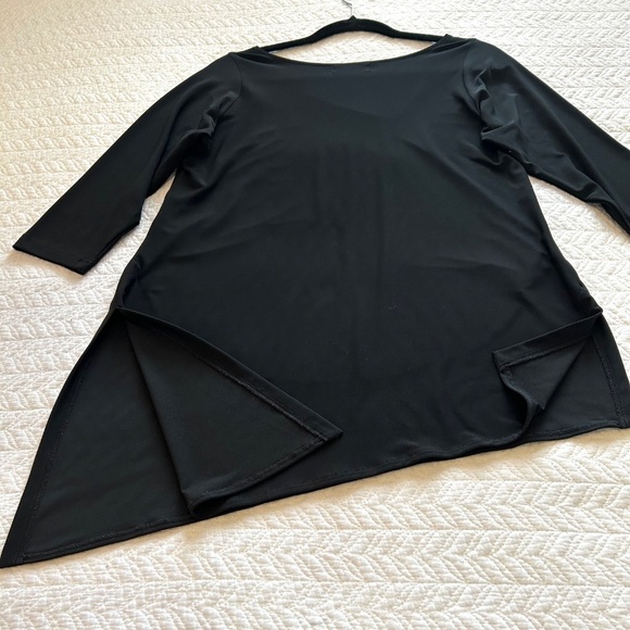 Sympli Nu Focus Asymmetric Hem Cut Out Shoulder 3/4 Sleeve Tunic Size 10 Black - Picture 9 of 17
